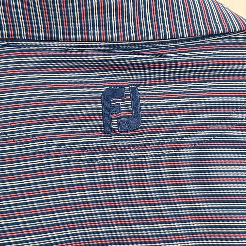 FJ | Men's Blue Striped Polo Shirt | Size Large. - Picture 4 of 5